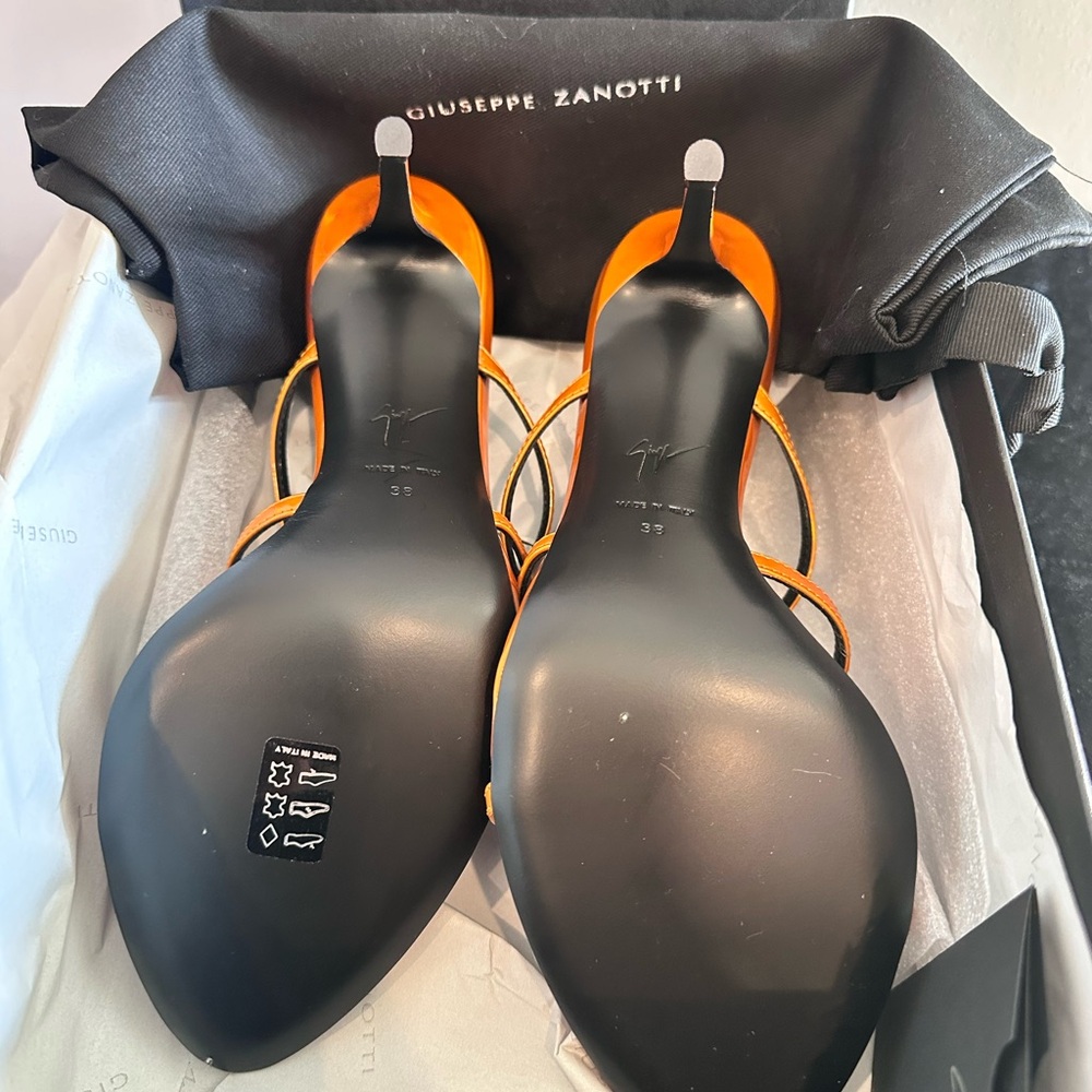 Giuseppe Zanotti Strappy Orange Heels - Picture 2 of 4